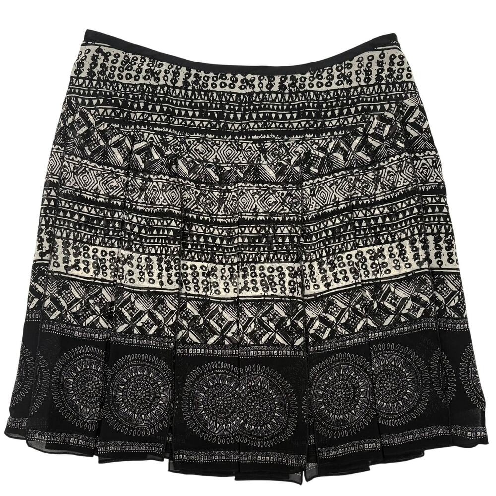 White House Black Market Silk Mini Skirt Black Sheer Layers Pleated Vtg Y2K 8